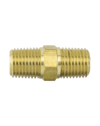 NIPPLE, 1/4 NPT, HEX,BRASS